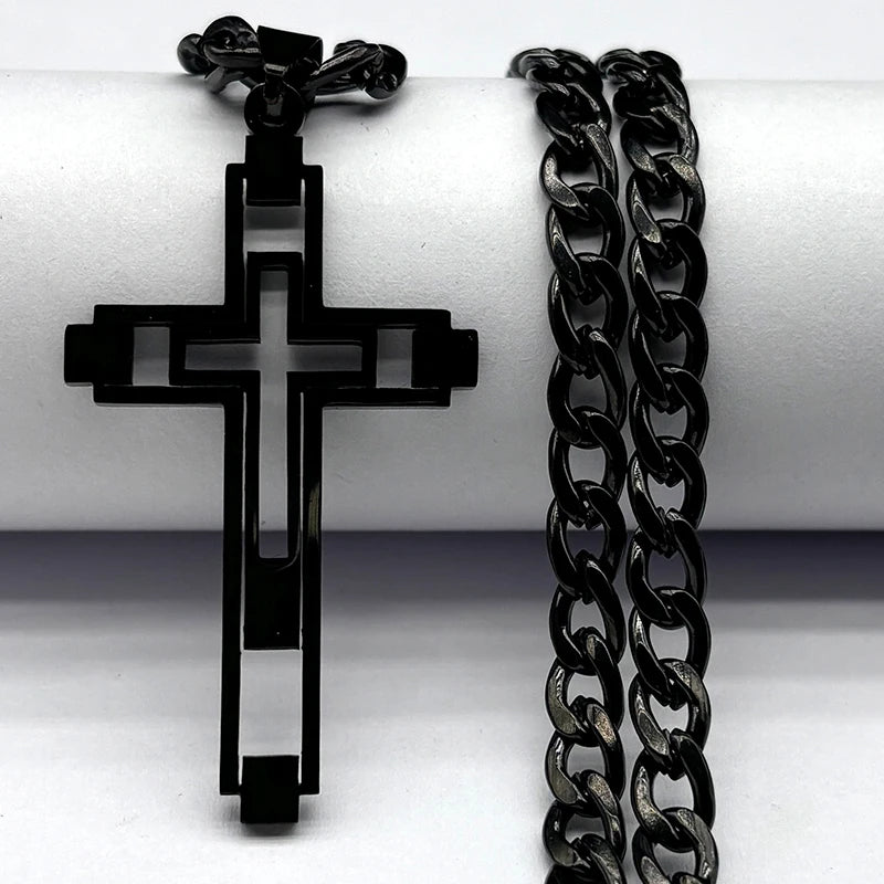 Cross Stainless Steel Choker Necklace for Man Gold Color Men'S Chain Necklace Jewelry Corrente Masculina N1173S02