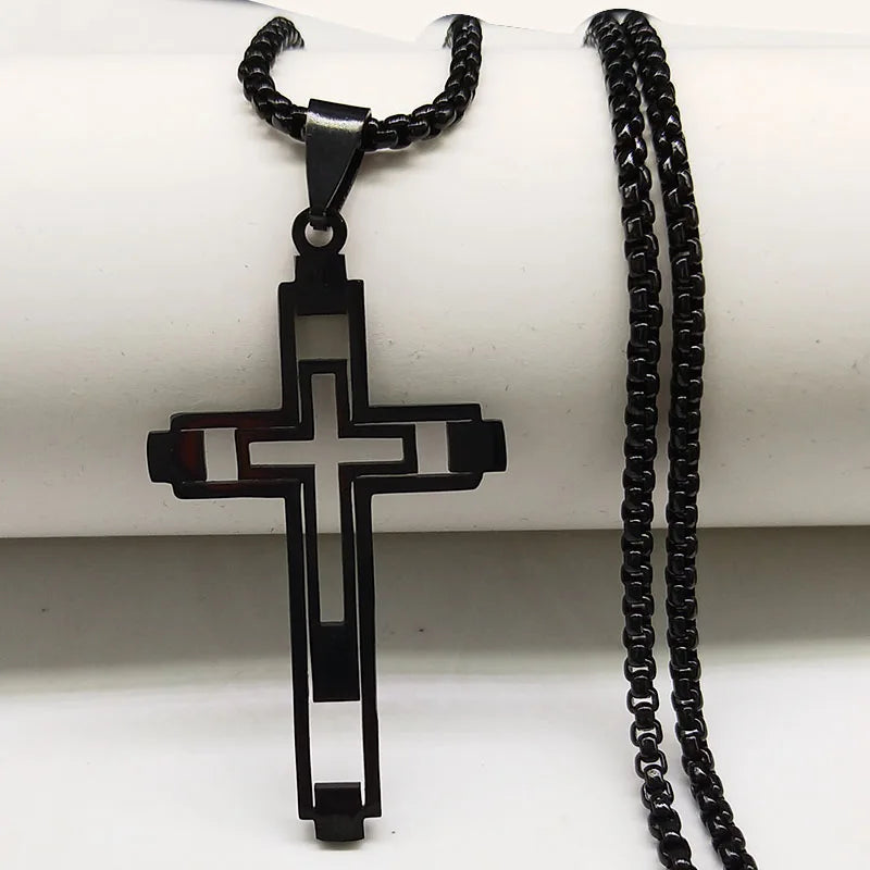 Cross Stainless Steel Choker Necklace for Man Gold Color Men'S Chain Necklace Jewelry Corrente Masculina N1173S02