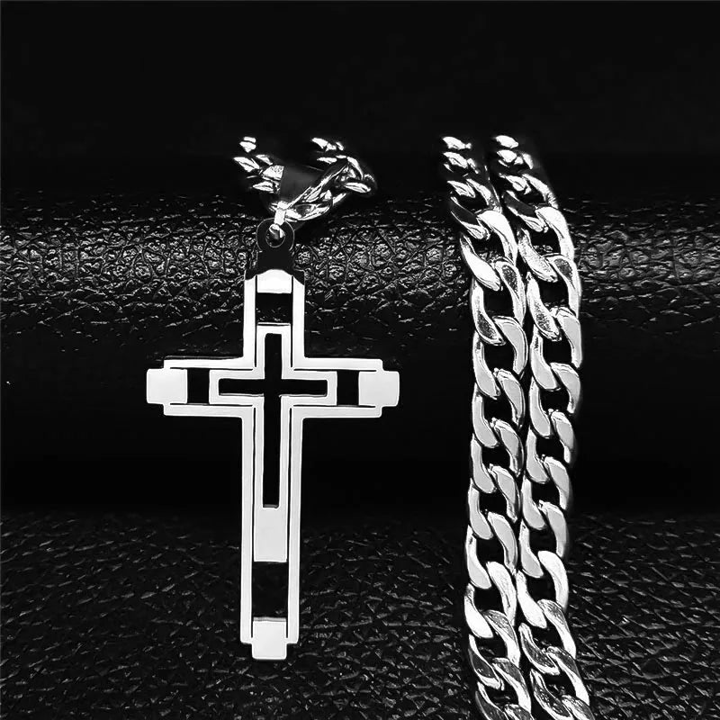 Cross Stainless Steel Choker Necklace for Man Gold Color Men'S Chain Necklace Jewelry Corrente Masculina N1173S02