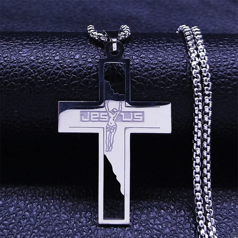 Cross Stainless Steel Choker Necklace for Man Gold Color Men'S Chain Necklace Jewelry Corrente Masculina N1173S02