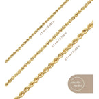 Gold Chain Necklace Collection - 14K Solid Yellow Gold Filled Rope Chain Necklaces for Women and Men with Different Sizes (2.1Mm, 2.7Mm, or 3.8Mm)