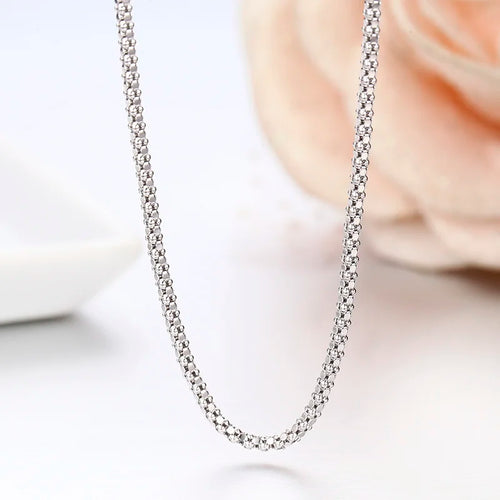 14"-26" 35-65Cm 1.3Mm Thin 925 Sterling Silver Corn Chain Necklace Women Choker Men Jewelry Colar Collier Collares Mujer Kolye