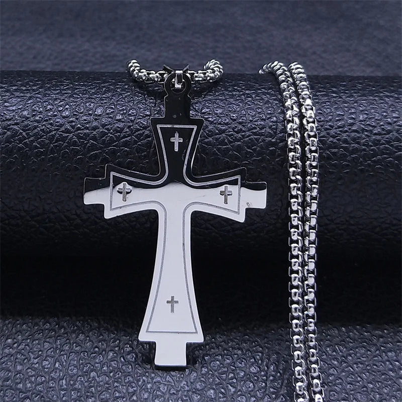 Cross Stainless Steel Choker Necklace for Man Gold Color Men'S Chain Necklace Jewelry Corrente Masculina N1173S02