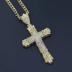 Mens Jewellery Cross Necklace Chain for Men Stainless Steel Necklace Men Hip Hop Jewelry Rhinestone Religious Pendant Collares