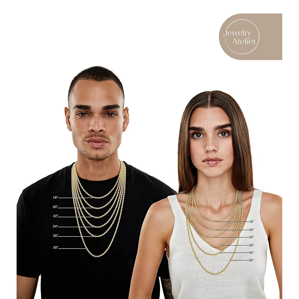 Gold Chain Necklace Collection - 14K Solid Yellow Gold Filled Rope Chain Necklaces for Women and Men with Different Sizes (2.1Mm, 2.7Mm, or 3.8Mm)