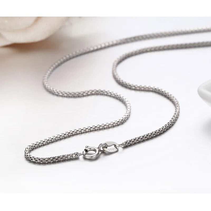 14"-26" 35-65Cm 1.3Mm Thin 925 Sterling Silver Corn Chain Necklace Women Choker Men Jewelry Colar Collier Collares Mujer Kolye