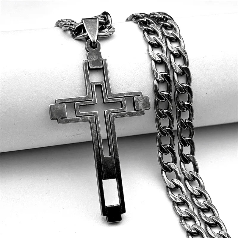 Cross Stainless Steel Choker Necklace for Man Gold Color Men'S Chain Necklace Jewelry Corrente Masculina N1173S02